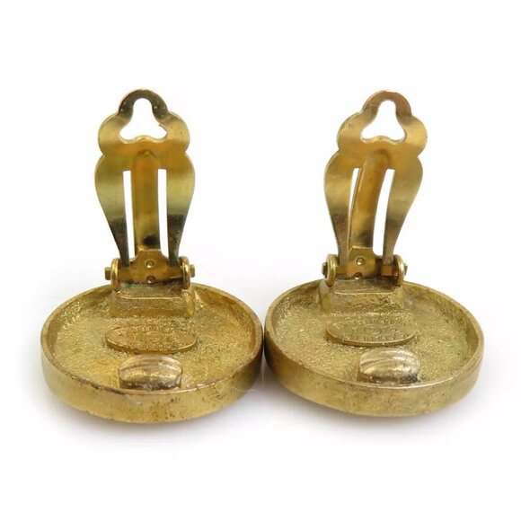 Auth CHANEL Vintage CC Logo Clip on Earrings Gold Metal - Picture 9 of 16